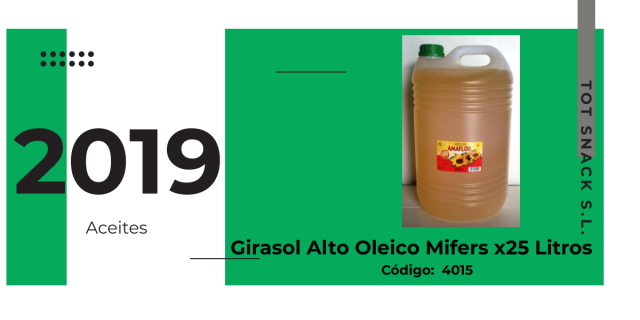 ACEITE Girasol Alto Oleico MIFERS x25 Litros.
